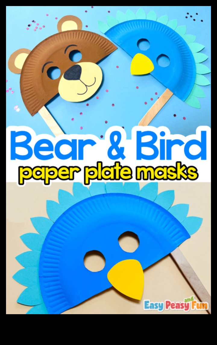 DIY papīra šķīvju maskas bērniem 5 DIY bērnu papīra šķīvju maskas: tēlainu tēlu veidošana