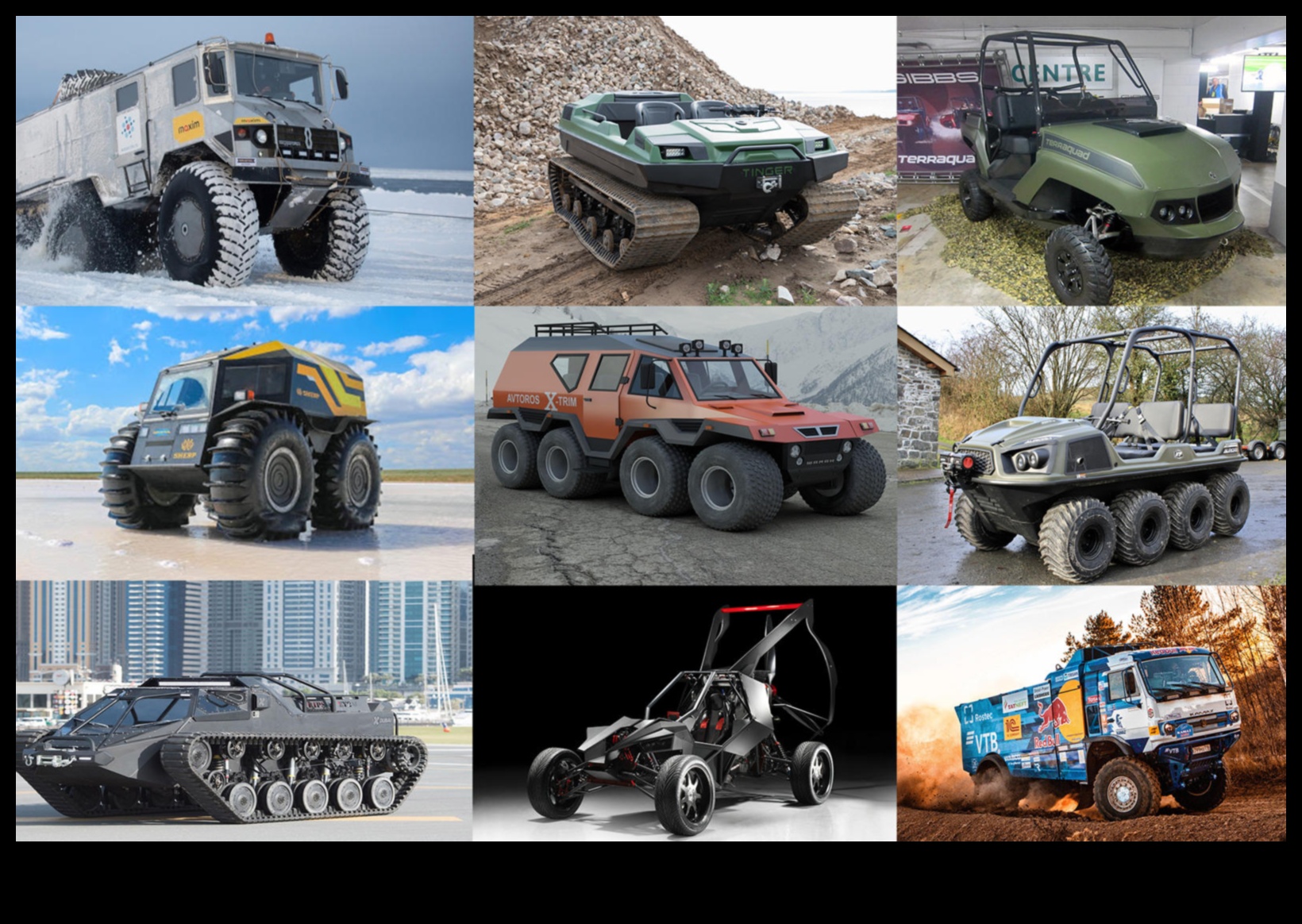 Terrain Titans bezceļu transportlīdzekļi, kas izstrādāti jebkura veida ainavām 4 Terrain Titans: apvidus transportlīdzekļi, kas izstrādāti jebkura veida ainavām